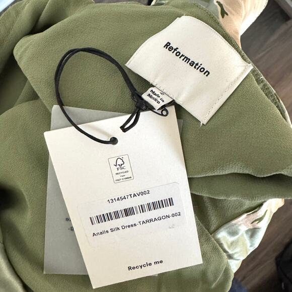 Reformation Anaiis Silk Maxi Dress 2 NEW Tarragon Floral Open Back High Neck NWT - Picture 6 of 7